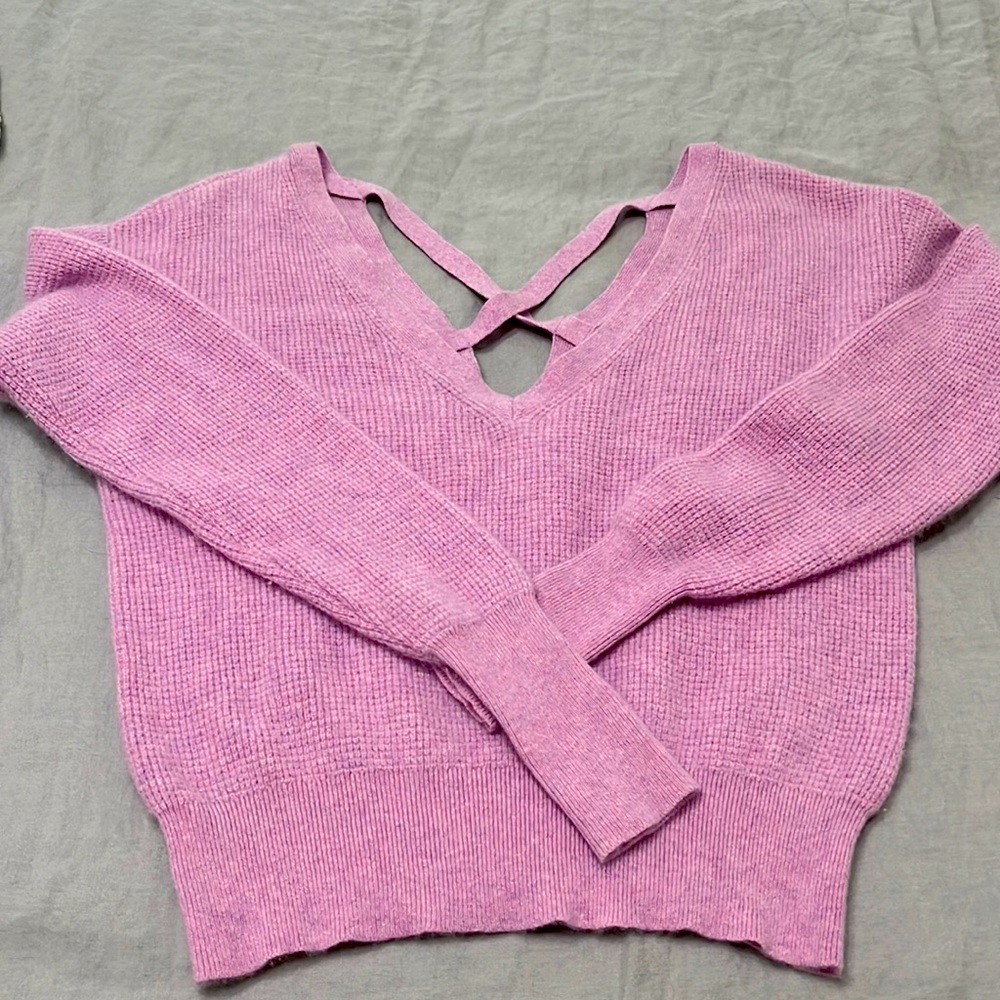 Waffle knit cross open back sweater - Anthropologie